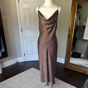 Lovers and Friends Brown Polka Dot Midi Dress
